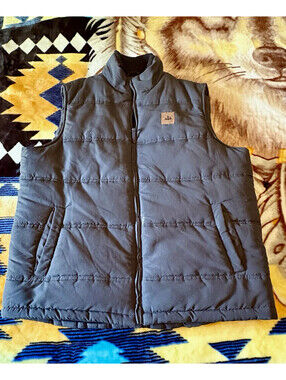 Field & Stream Men's Gray Puffer Vest Full Zip Stand-Up Collar Size L